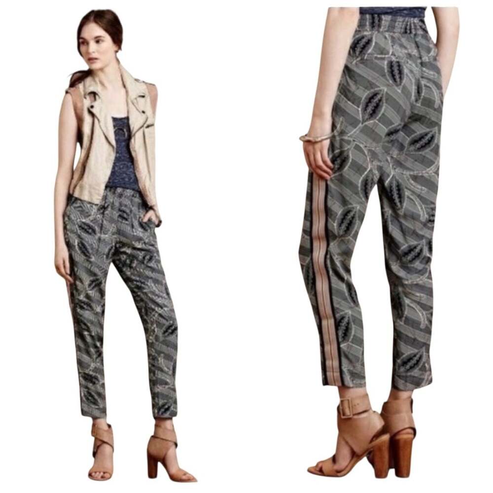 Anthropologie Hei Hei Navy & White Side Stripe Pants Size M